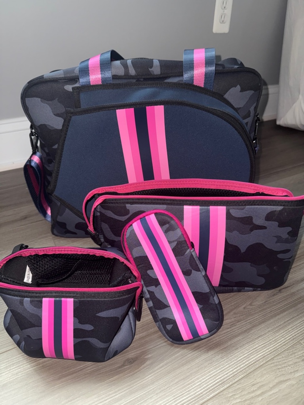Haute Shore Billie Epic Tennis Camouflage Bag Set with Pink Stripes - Picture 4 of 9